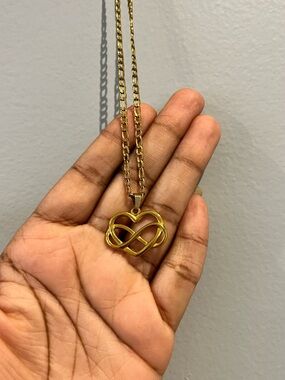 Gold Heart Infinity Pendant Necklace - Women Jewelry